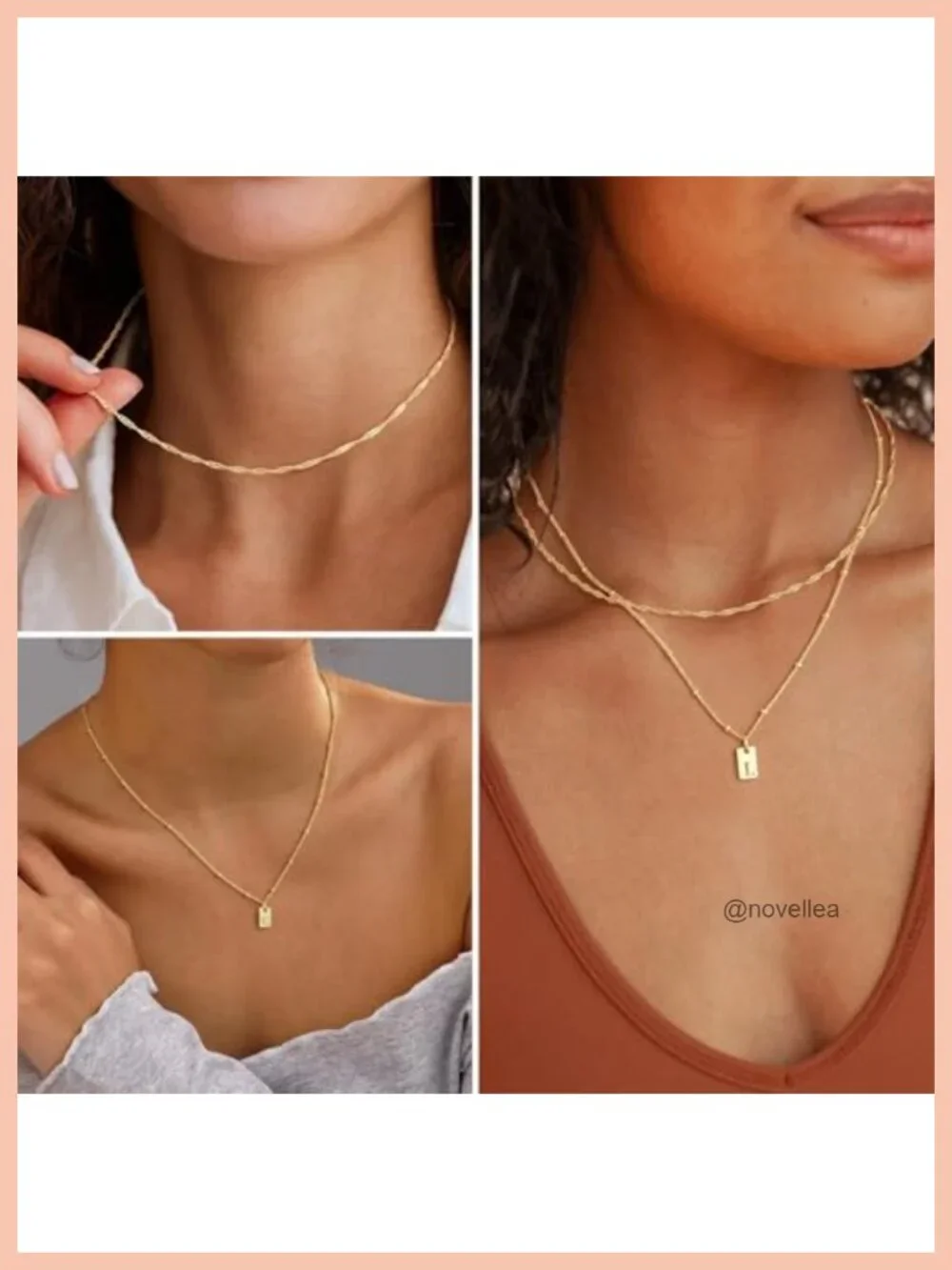 14K Gold Plated Layered Initial Necklace A-Z Letter Pendant Women Gift